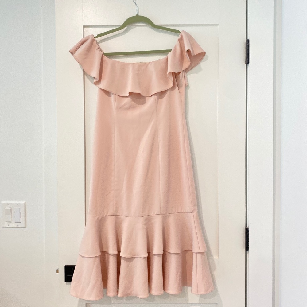 Off the shoulder blush pink dress